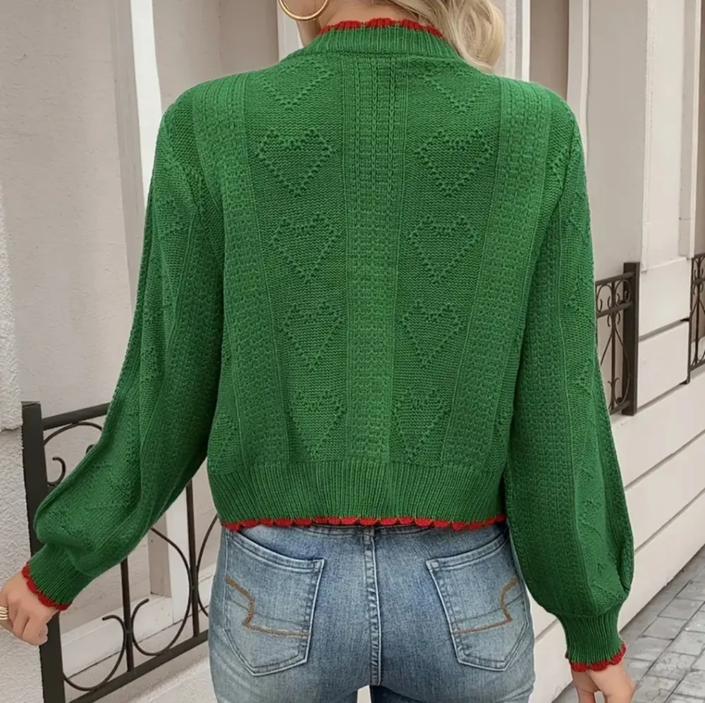 Green and Red Women's Sweater - Picture 2 of 4